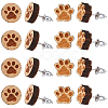 SUNNYCLUE 6 Pairs 2 Style Paw Print Wood Stud Earrings with Steel Iron Pins EJEW-SC0001-46-1