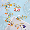 CHGCRAFT 10Pcs 10 Style Easter Egg & Rabbit & Carrot Alloy Enamel Charms Safety Pin Brooch JEWB-CA0001-22-3