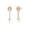 Brass Micro Pave Clear Cubic Zirconia Stud Earring Findings KK-S364-142-2