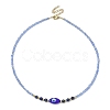 Natural Lapis Lazuli & Lampwork Evil Eye & Seed Beaded Necklace NJEW-JN04423-3