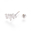 Anti-Tarnish Rhodium Plated 925 Sterling Silver Barbell Cartilage Earrings STER-I018-01P-3