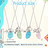 ANATTASOUL 4Pcs 4 Style Twist Teardrop Glass & Alloy Ocean Theme Pendant Necklaces Set NJEW-AN0001-57-2