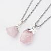 Natural Rose Quartz Pendant Necklaces NJEW-JN01879-02-1