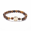 Round Faceted Natural Mixed Stone Beads Stretch Bracelets Set BJEW-JB07082-7