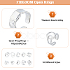 FIBLOOM 10Pcs 10 Style Alloy & Titanium Steel Open Cuff Ring RJEW-FI0001-13-3