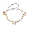 Natural Shell & ABS Plastic Imitation Pearl Beaded Bracelets BJEW-JB10555-1