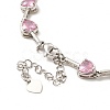 Cubic Zirconia Heart Link Chain Lariat Necklace NJEW-E074-07-5