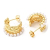 Brass Arch Stud Earrings with Plastic Pearl Beaded KK-Q775-26G-2