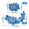  2Pcs 2 Style Peony Polyester Embroidery Sew on Clothing Patches PATC-NB0001-11B-2