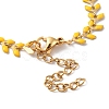 Enamel Ear of Wheat Link Chains Bracelet BJEW-P271-02G-08-4