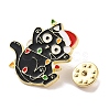 Christmas Theme Black Cat with Hat Enamel Pins JEWB-M043-04A-3