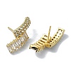 Rectangle Shape Brass Micro Pave Cubic Zirconia Stud Earrings EJEW-D098-11G-2