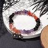 Natural South Red Agate & Amethyst & Obsidian Chips Beaded Stretch Bracelets BJEW-TA00493-2