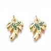 Brass Micro Pave Green Cubic Zirconia Charms ZIRC-O035-14G-1
