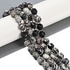 Natural Black Netstone Beads Strands G-O201B-143G-1