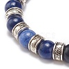 Natural Sodalite & Alloy Beaded Stretch Bracelet BJEW-JB08621-4