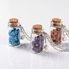 Cute Design Glass Wishing Bottle Pendant Necklaces NJEW-JN01090-1