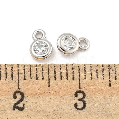 925 Sterling Silver Pave Clear Cubic Zirconia Flat Round Charms STER-B005-01P-1