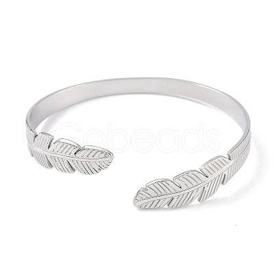 Non-Tarnish 304 Stainless Steel Open Cuff Bangles for Women BJEW-C071-10P-1