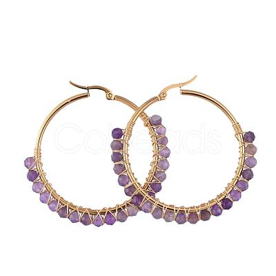 Beaded Hoop Earrings EJEW-JE03830-02-1