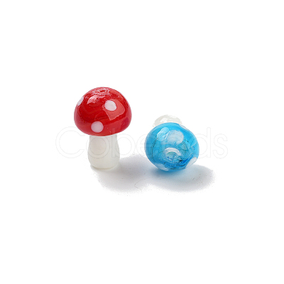 Mushroom Handmade Lampwork Beads Strands X-LAMP-R116-03-1