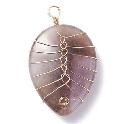 Natural Amethyst Pendants PALLOY-JF01293-03-1