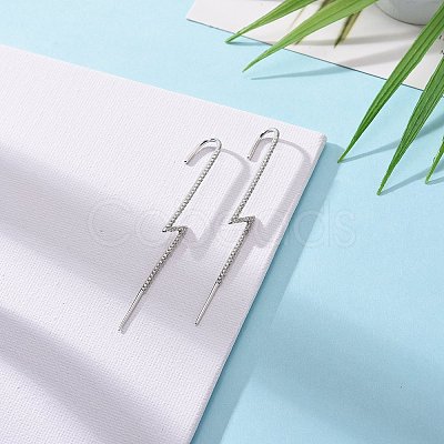 Anti-Tarnish Rhodium Plated 925 Sterling Silver Ear Wrap Crawler Hook Earrings EJEW-AA00271-33A-P-1