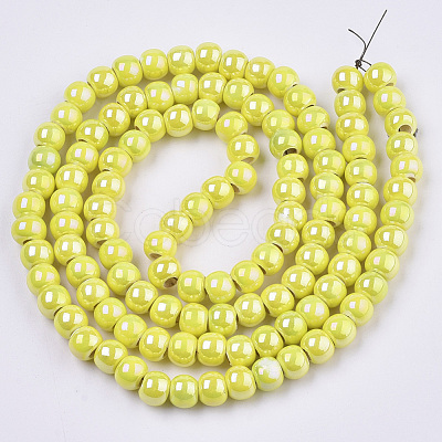 Electroplate Porcelain Beads PORC-N005-04J-1