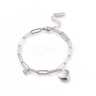 304 Stainless Steel Charm Bracelets STAS-D152-01P-1