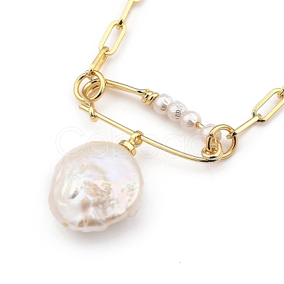 Natural Pearl Pendant Necklaces NJEW-JN03017-01-1