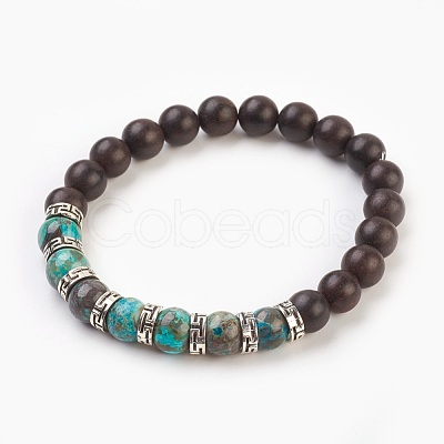 Natural Ocean Jasper Stretch Bracelets BJEW-JB03824-06-1