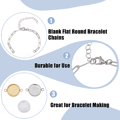 Unicraftale DIY Blank Dome Flat Round Link Bracelet Making Kit DIY-UN0004-53-1