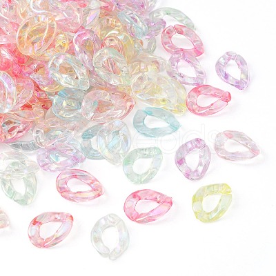 Rainbow Color Plated Transparent Acrylic Linking Rings FIND-CJC0015-24-1