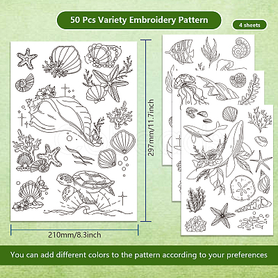 4 Sheets 11.6x8.2 Inch Stick and Stitch Embroidery Patterns DIY-WH0455-153-1