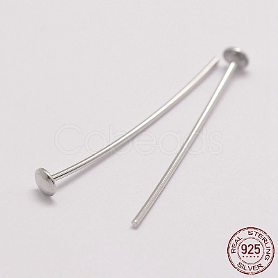 Anti-Tarnish Rhodium Plated 925 Sterling Silver Flat Head Pins STER-P024-07-B-1