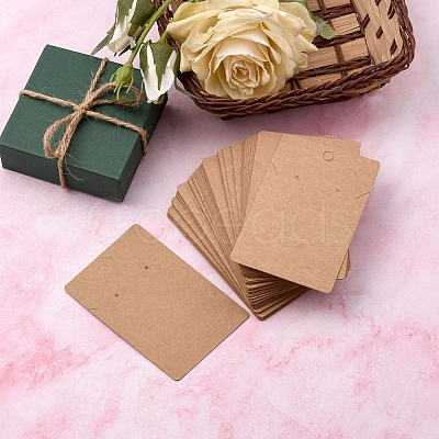 Rectangle Kraft Paper One Pair Earring Display Cards with Hanging Hole CDIS-YW0001-05-1