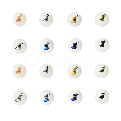 80Pcs 8 Colors Christmas Opaque Glass Beads EGLA-YW0001-05-1