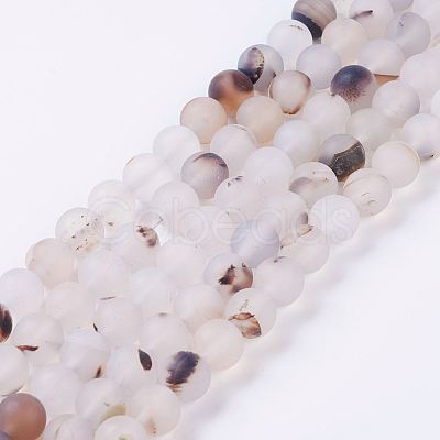 Natural Dendritic Agate Beads Strands G-P278-05-8mm-1