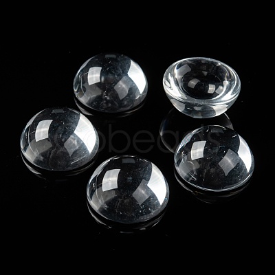 Transparent Half Round Glass Cabochons X-GGLA-R027-30mm-1