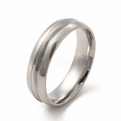 Non-Tarnish 201 Stainless Steel Grooved Finger Ring Settings STAS-P323-05P-1