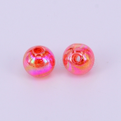 Electroplate Crackle Acrylic Beads CCG-WH0001-8mm-07-1