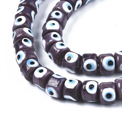 Handmade Evil Eye Lampwork Beads Strands LAMP-WH0006-05F-1