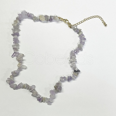 Natural Amethyst Chips Beaded Necklace NJEW-FZ00004-05-1