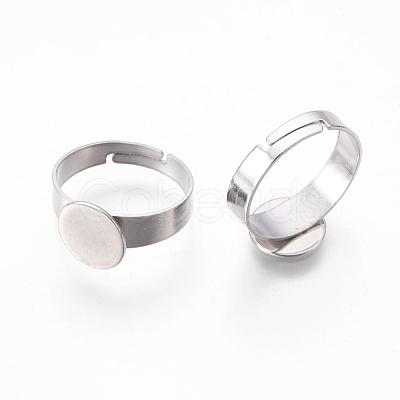 Tarnish Resistant Adjustable 304 Stainless Steel Finger Rings Components STAS-F149-21P-B-1