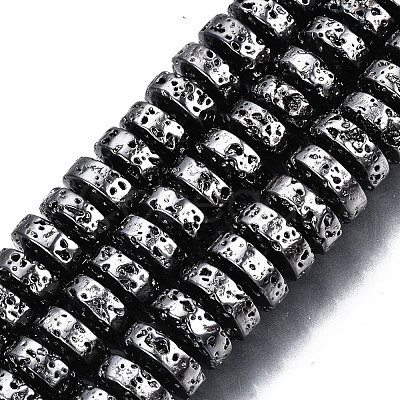 Electroplated Natural Lava Rock Beads Strands G-T114-67-1