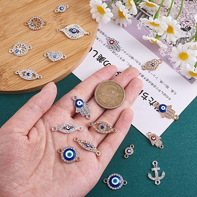 20Pcs Alloy Eye Charm Connector Assorted Evil Eye Connector Mixed Shape Eye Charm Pendant for Jewelry Necklace Bracelet Earring Making Crafts JX219A-1