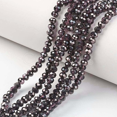 Electroplate Transparent Glass Beads Strands EGLA-A034-T6mm-P07-1