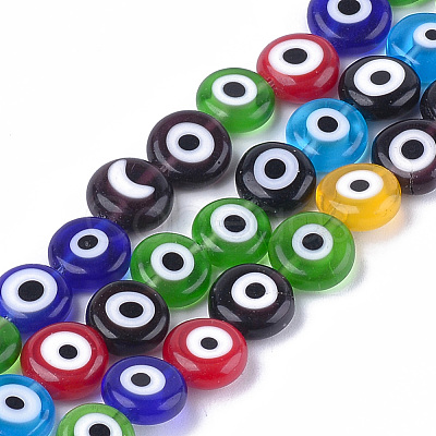 Handmade Evil Eye Lampwork Beads Strands LAMP-S191-02C-13-1