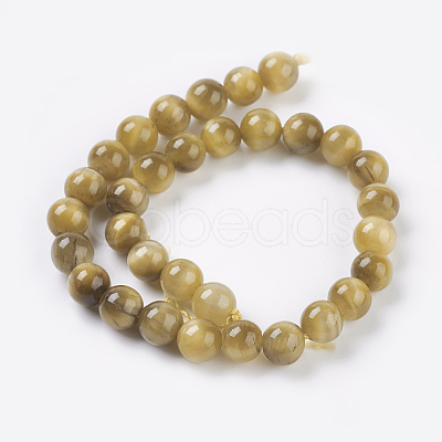 Natural Gold Tiger Eye Beads Strands X-G-C076-6mm-1AA-1