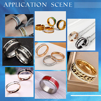 Unicraftale 16Pcs 16 Styles 201 Stainless Steel Grooved Finger Ring Settings STAS-UN0051-07-1